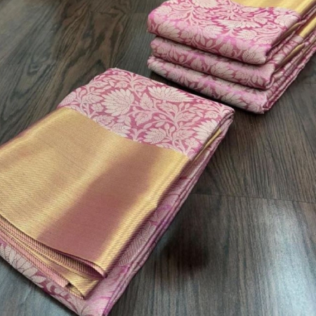 Butta soft silk saree rose gold (YSBS03)